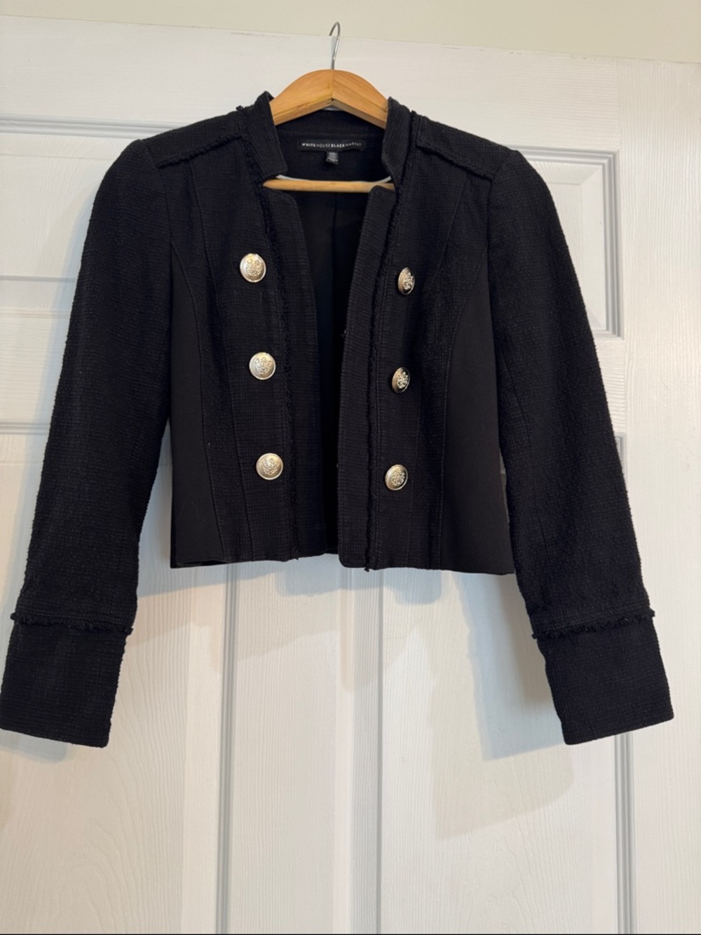 White House Black Market Black Cropped Military-Style Blazer